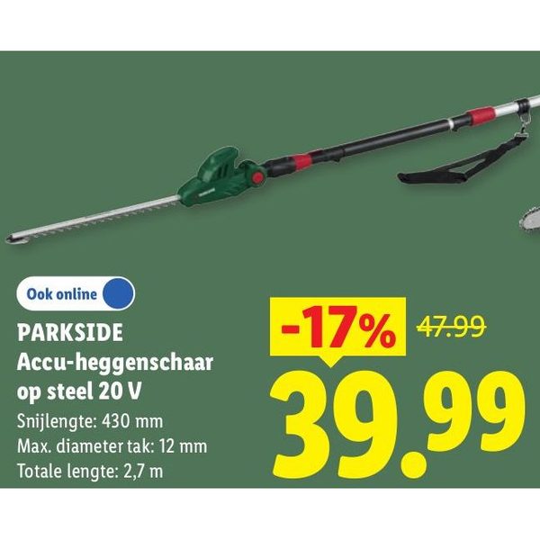 Parkside Accu-heggenschaar op steel 20 V
