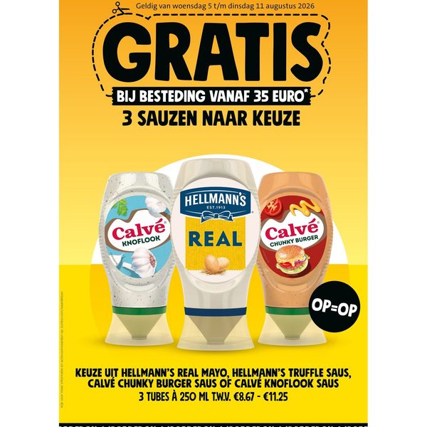 Sauzen naar keuze (Hellmann's of Calvé)