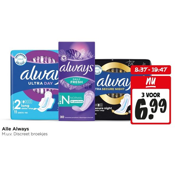 Always maandverband of inlegkruisjes