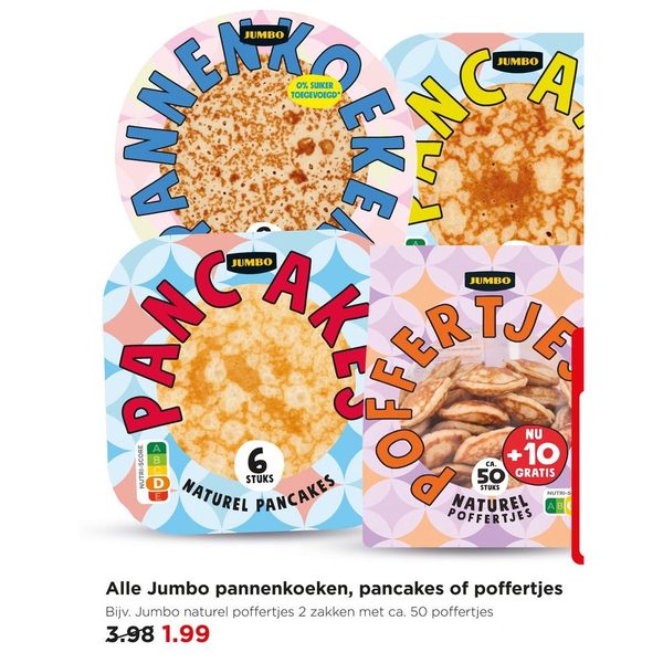 Jumbo pannenkoeken, pancakes of poffertjes