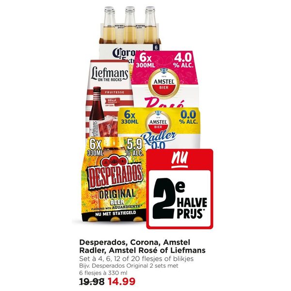 Desperados, Corona, Amstel Radler, Amstel Rosé of Liefmans
