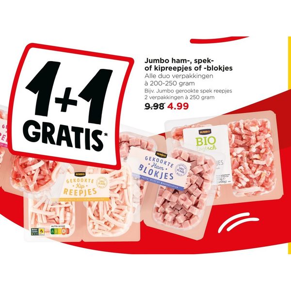 Jumbo ham-, spek- of kipreepjes of -blokjes
