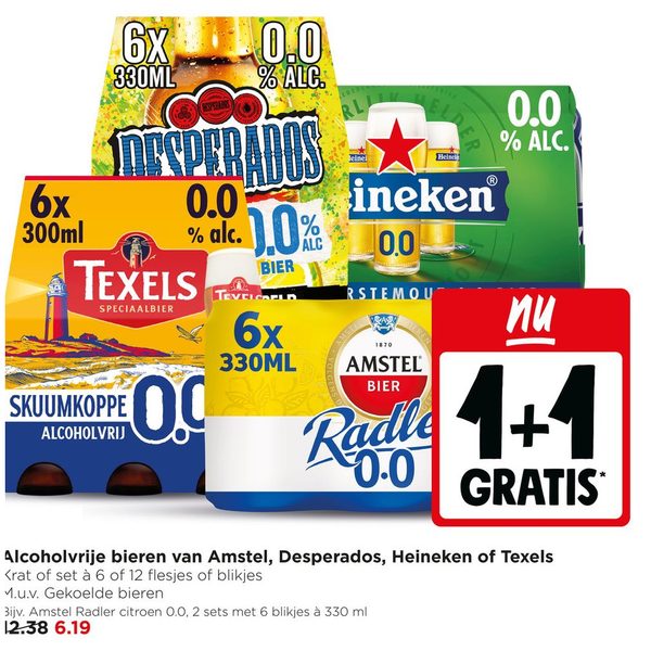 Alcoholvrije bieren van Amstel, Desperados, Heineken of Texels