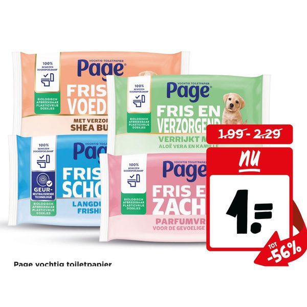 Page vochtig toiletpapier
