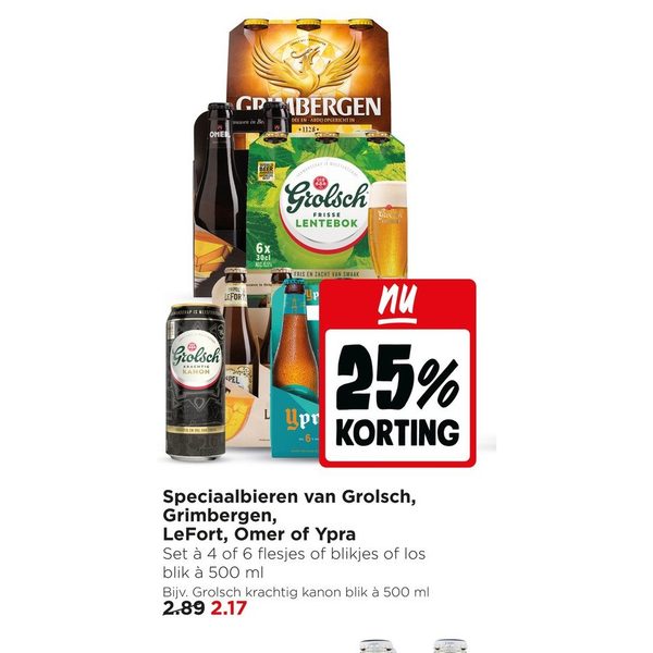 Speciaalbieren van Grolsch, Grimbergen, LeFort, Omer of Ypra