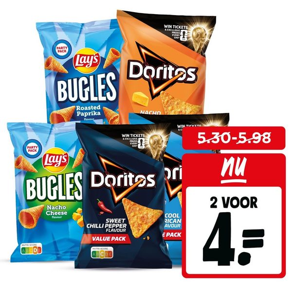 Snacks (Lay's, Doritos, Cheetos, Hamka's, Bugles)