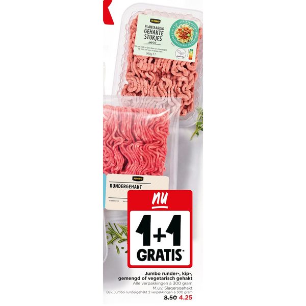 Jumbo runder-, kip-, gemengd of vegetarisch gehakt