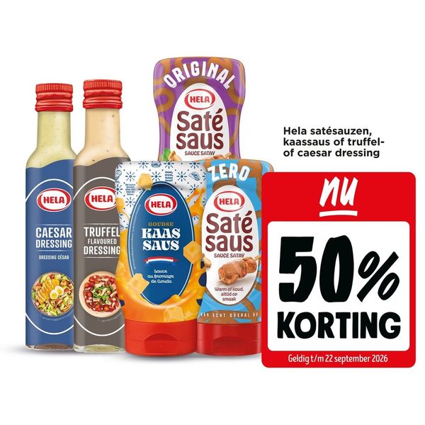 Hela satésauzen, kaassaus of truffel- of caesar dressing