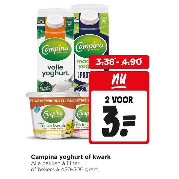 Campina yoghurt of kwark