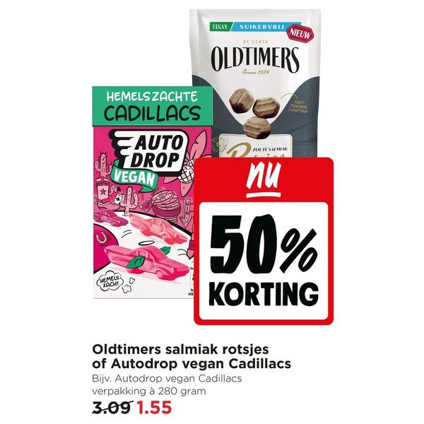 Oldtimers salmiak rotsjes of Autodrop vegan Cadillacs