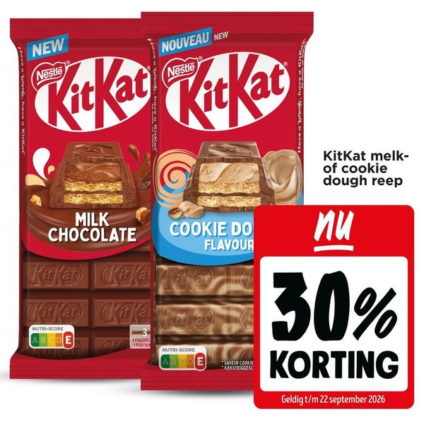 KitKat melk- of cookie dough reep