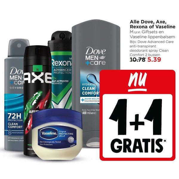 Deodorant, douchegel en huidverzorging (Dove, Axe, Rexona of Vaseline)