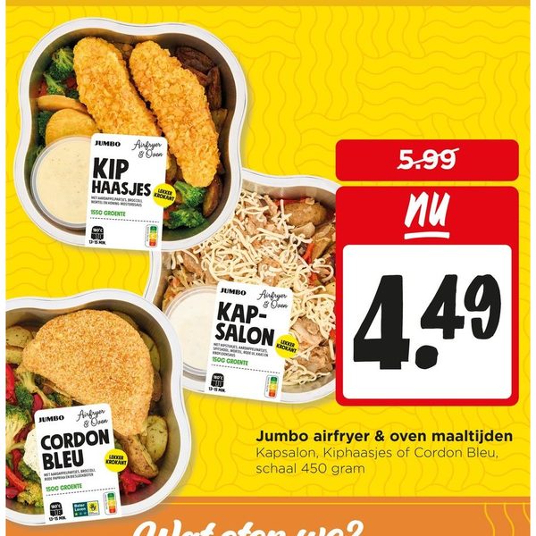 Airfryer & oven maaltijden (Kapsalon, Kiphaasjes of Cordon Bleu)