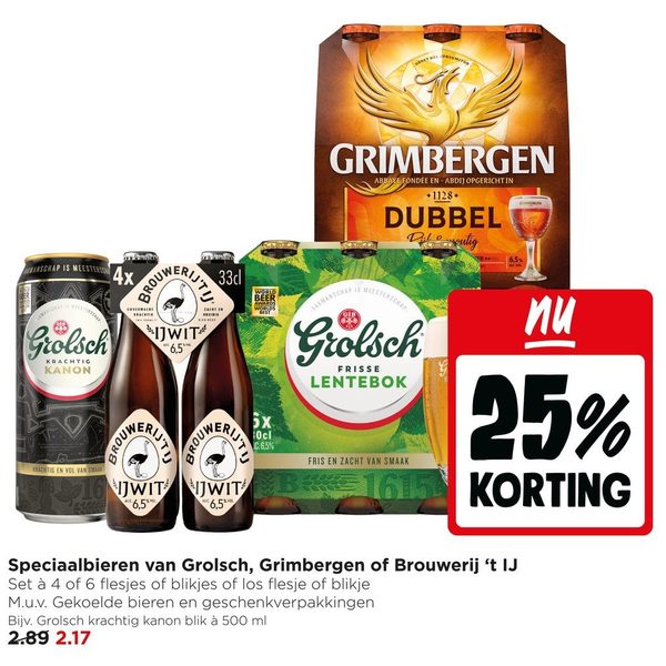 Speciaalbieren van Grolsch, Grimbergen of Brouwerij 't IJ
