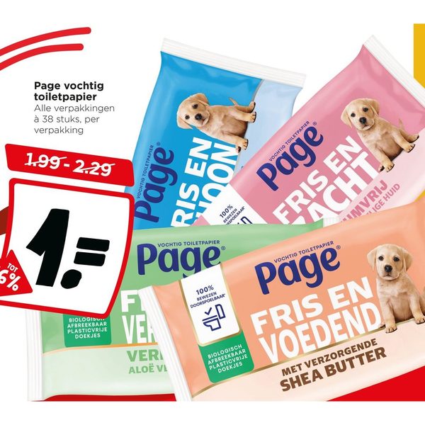 Page vochtig toiletpapier