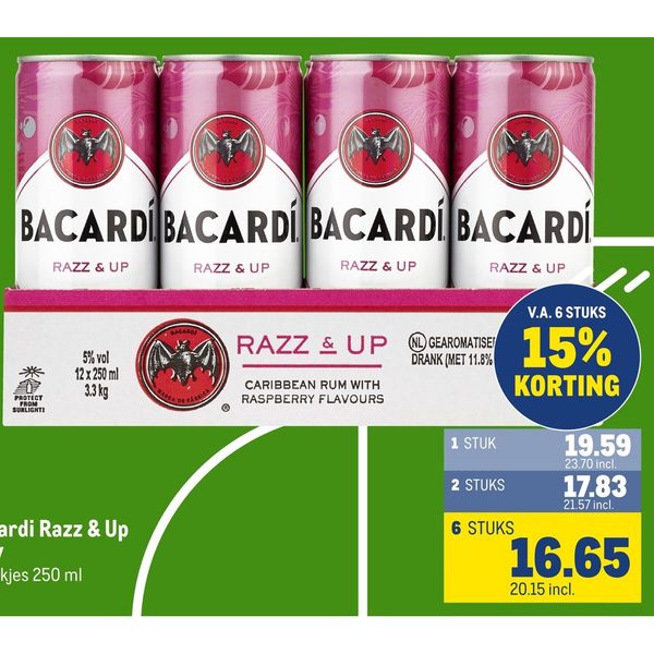 Bacardi Razz & Up tray