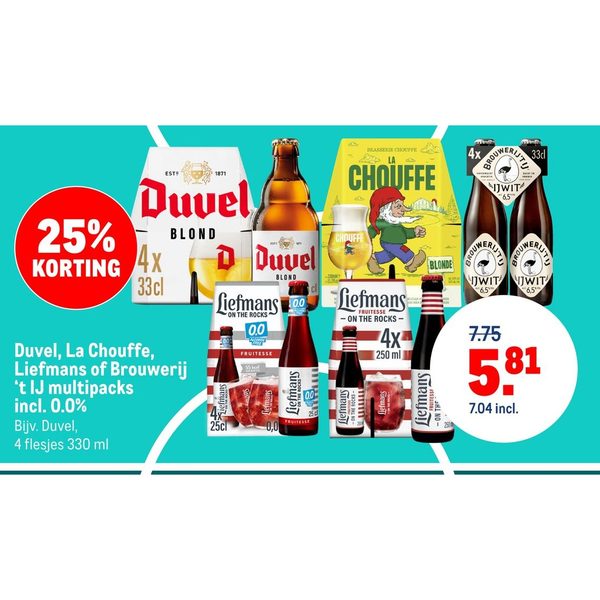 Duvel, La Chouffe, Liefmans of Brouwerij 't IJ multipacks