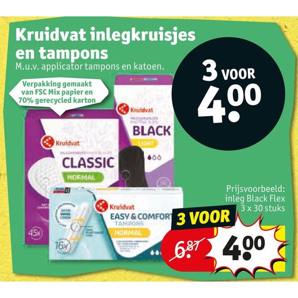 Kruidvat inlegkruisjes en tampons