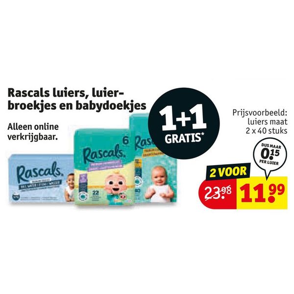 Rascals luiers, luierbroekjes en babydoekjes
