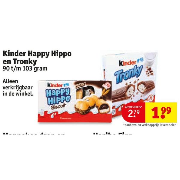 Kinder Happy Hippo en Tronky