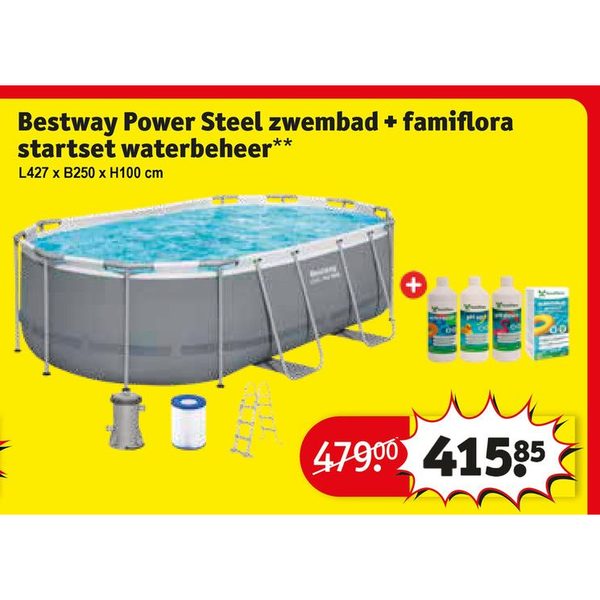 Bestway Power Steel zwembad + famiflora startset waterbeheer
