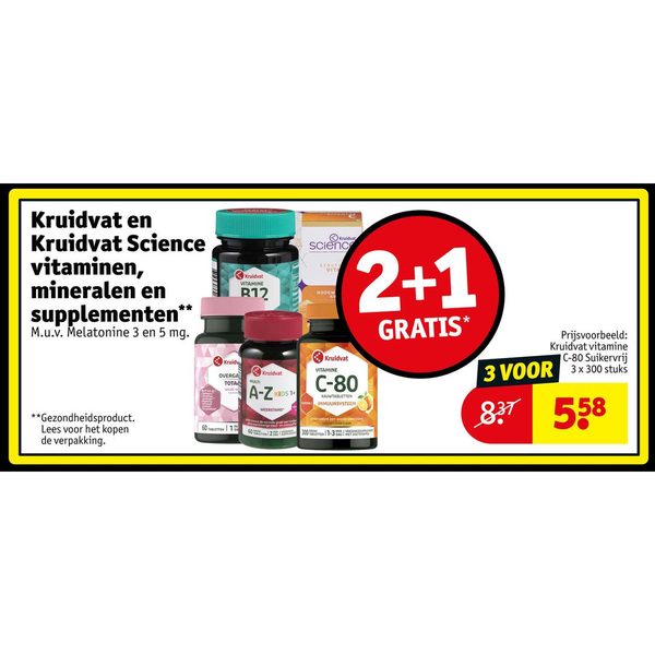 Kruidvat en Kruidvat Science vitaminen, mineralen en supplementen