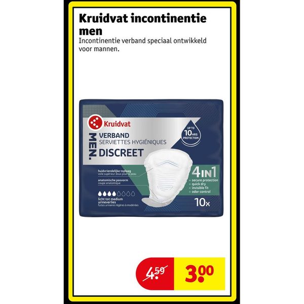 Discreet incontinentieverband voor mannen