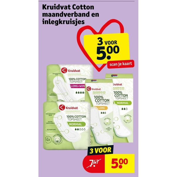 Kruidvat Cotton maandverband en inlegkruisjes