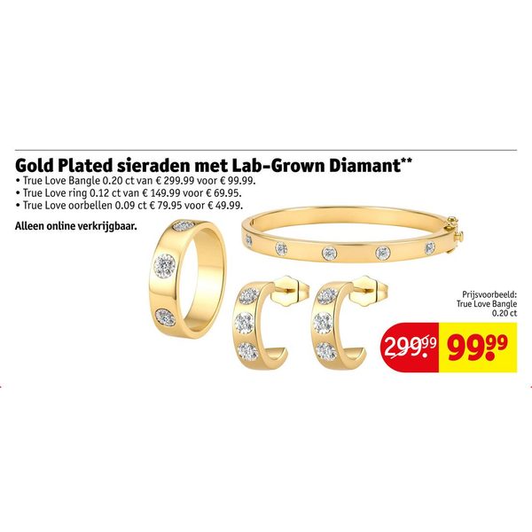 Gold Plated Bangle met Lab-Grown Diamant