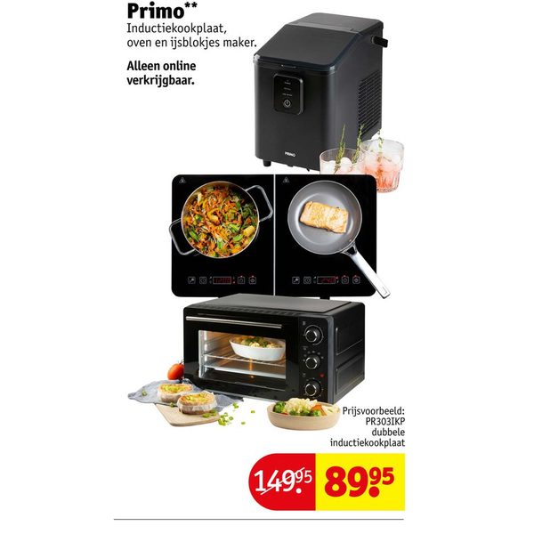 Primo Inductiekookplaat, oven en ijsblokjes maker