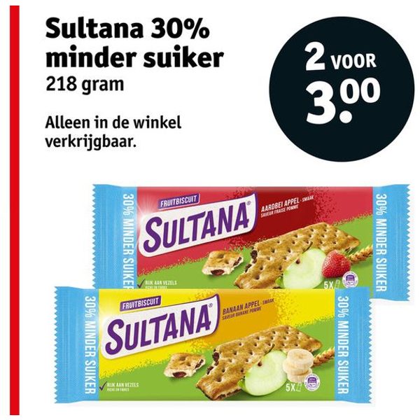 Sultana 30% minder suiker