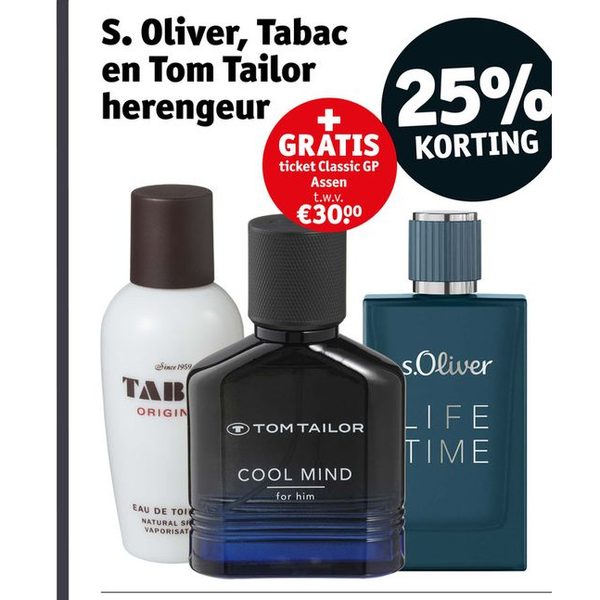 S. Oliver, Tabac en Tom Tailor herengeur