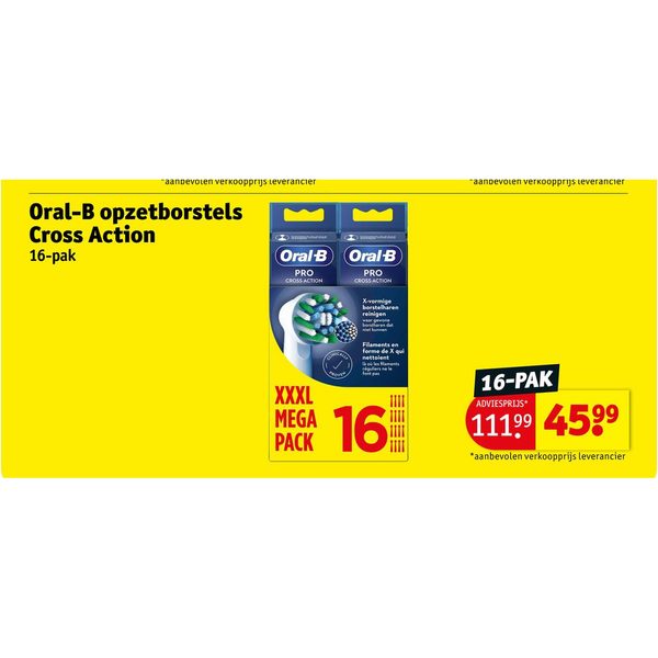 Oral-B opzetborstels Cross Action 16-pak