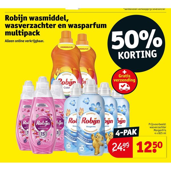 Robijn wasmiddel, wasverzachter en wasparfum multipak