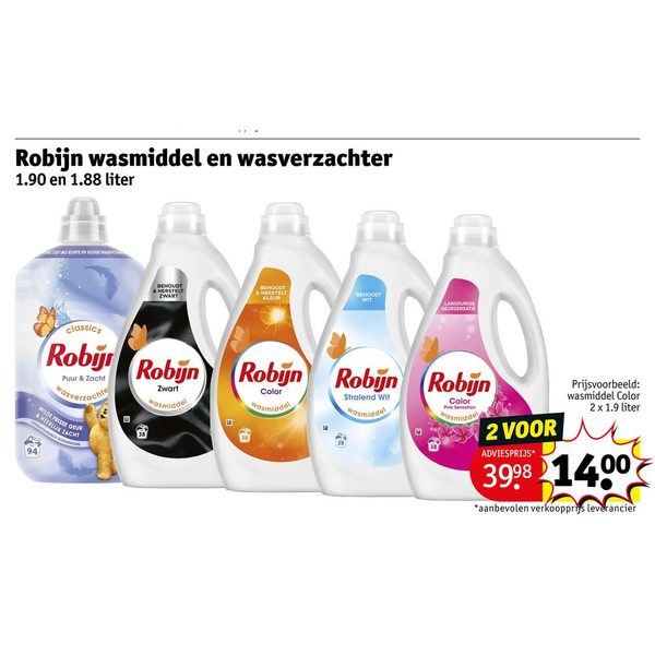 Robijn wasmiddel en wasverzachter