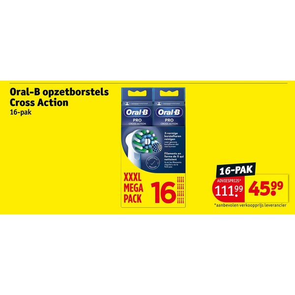 Oral-B opzetborstels Cross Action 16-pak