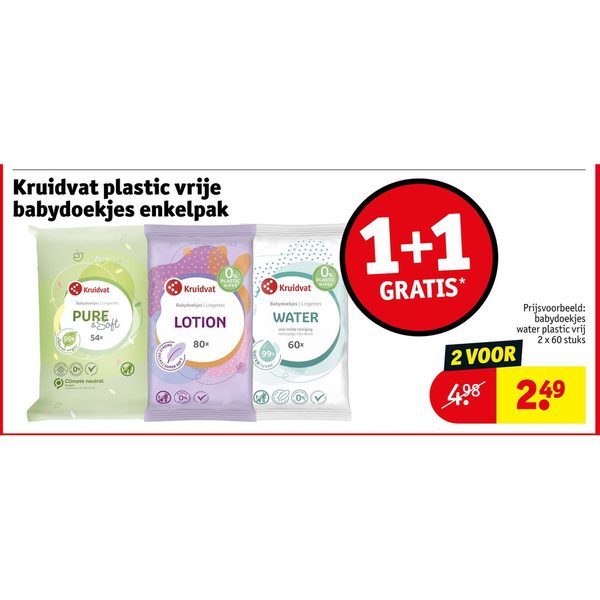 Kruidvat plastic vrije babydoekjes enkelpak