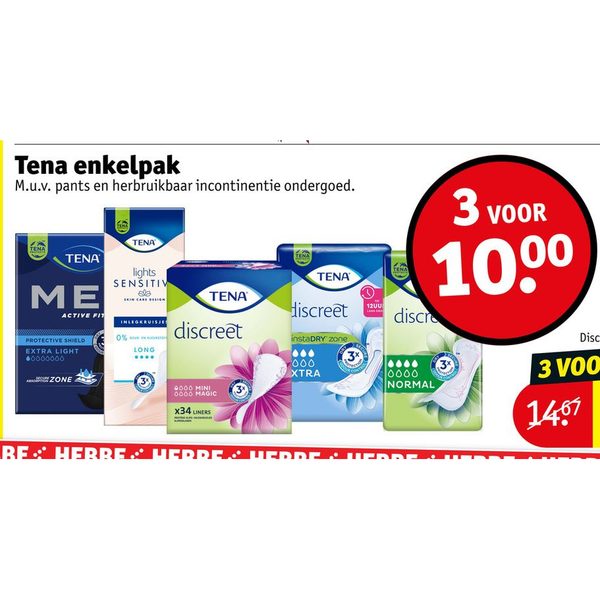Tena enkelpak incontinentieproducten