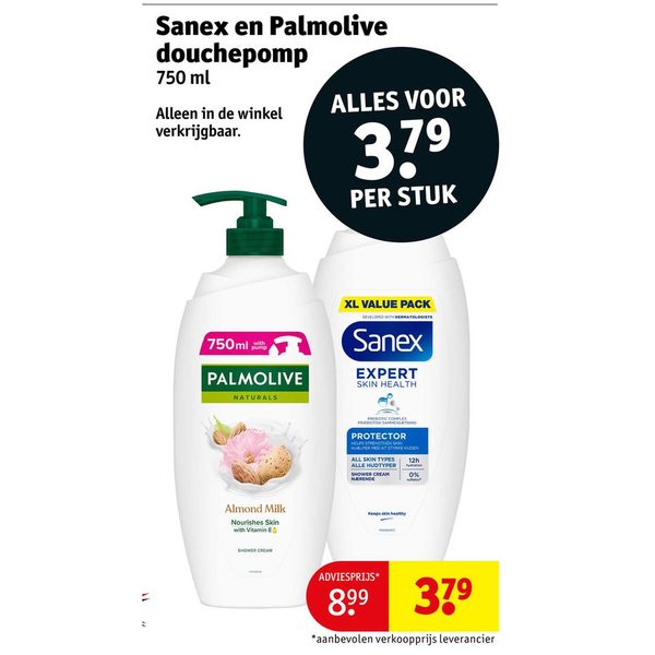 Sanex en Palmolive douchepomp