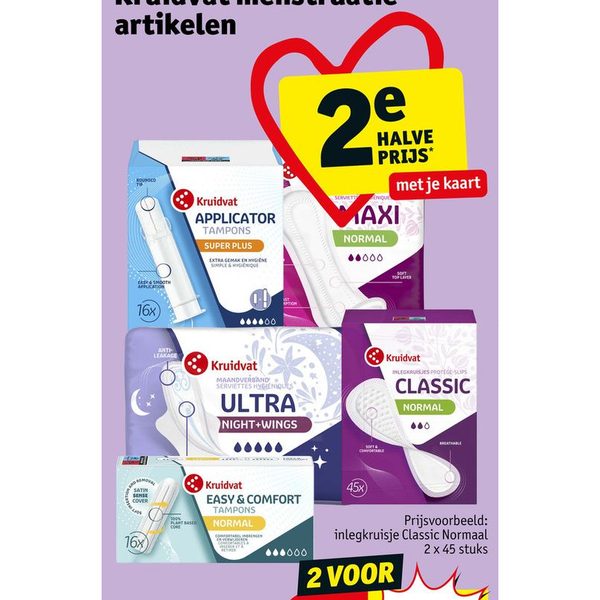 Kruidvat menstruatie artikelen