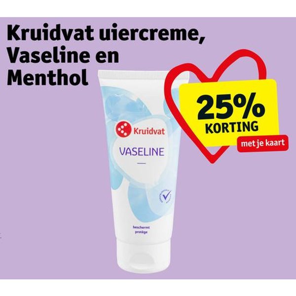 Kruidvat uiercreme, Vaseline en Menthol