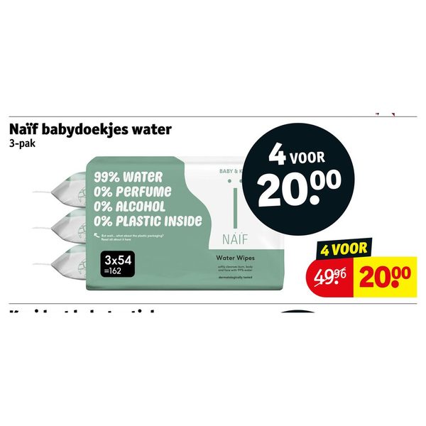 Naïf babydoekjes water 3-pak