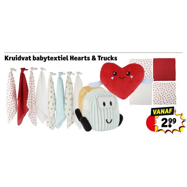 Kruidvat babytextiel Hearts & Trucks