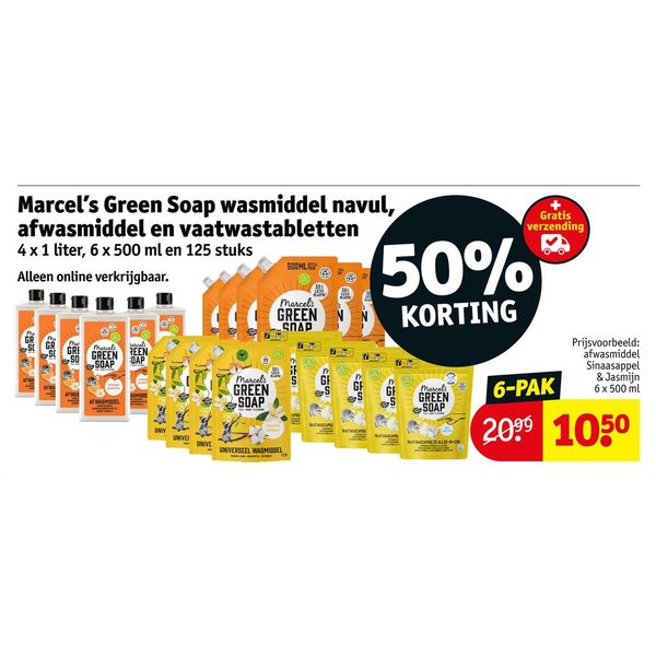Marcel's Green Soap wasmiddel navul, afwasmiddel en vaatwastabletten