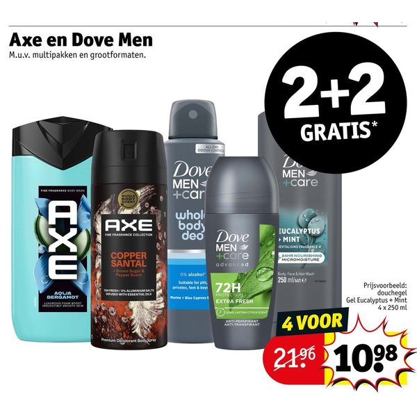 Axe en Dove Men+Care verzorgingsproducten