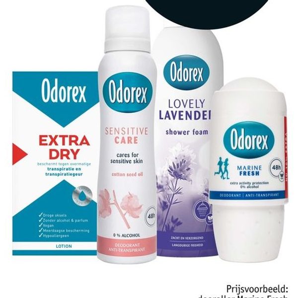 Odorex deodorant en shower foam