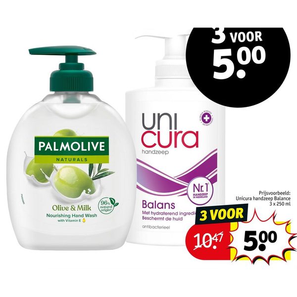 Unicura en Palmolive handzeep