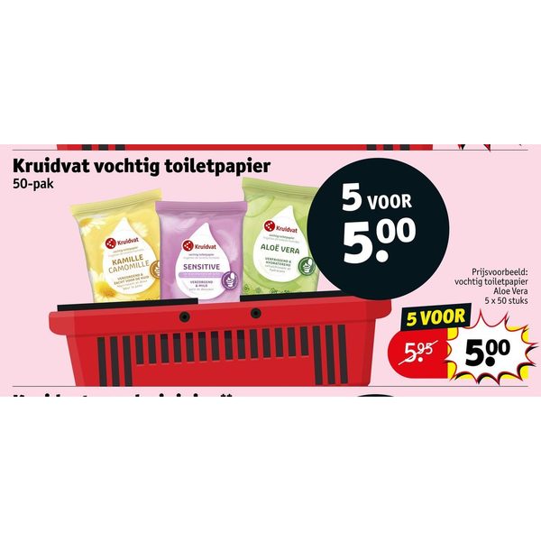 Kruidvat vochtig toiletpapier 50-pak