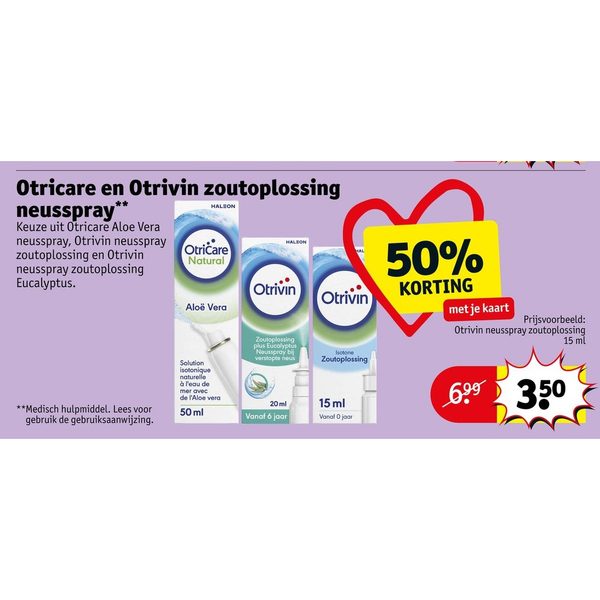 Otricare en Otrivin zoutoplossing neusspray