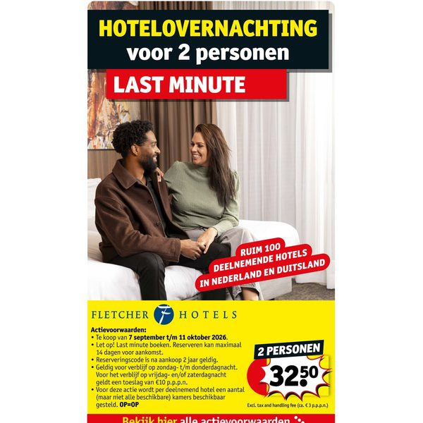 Hotelovernachting voor 2 personen